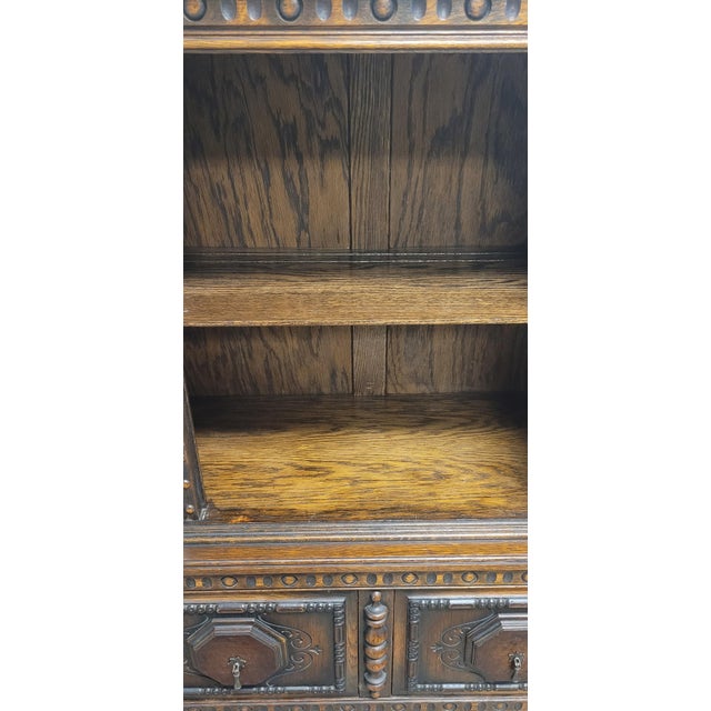 Brown 1920s Jacobean Tall China or Dresser For Sale - Image 8 of 13