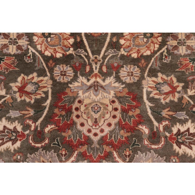 Shabby Chic 1990's Pak-Persian Green/Tan Wool Rug - 9'1'' X 11'10'' For Sale - Image 4 of 9