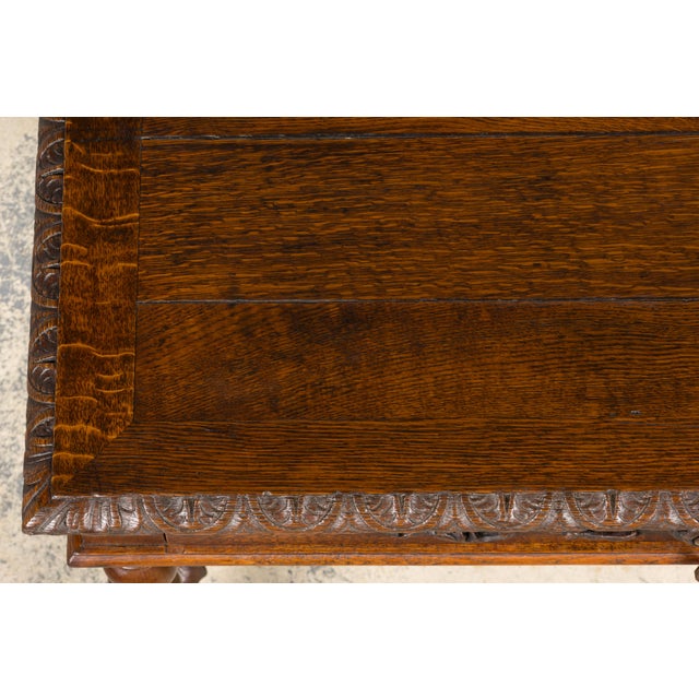 Late 19th Century Antique French Louis XIII Style Oak Writing Table or Side Table, Late 19th Century For Sale - Image 5 of 18