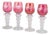 Bohemian Red Crystal Wine Glasses with Flowers and Grapes Motif, 1940s, Set of 4 For Sale