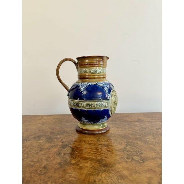 Doulton Lambeth Queen Victoria Jubilee Jug, 1890s For Sale - Image 3 of 8