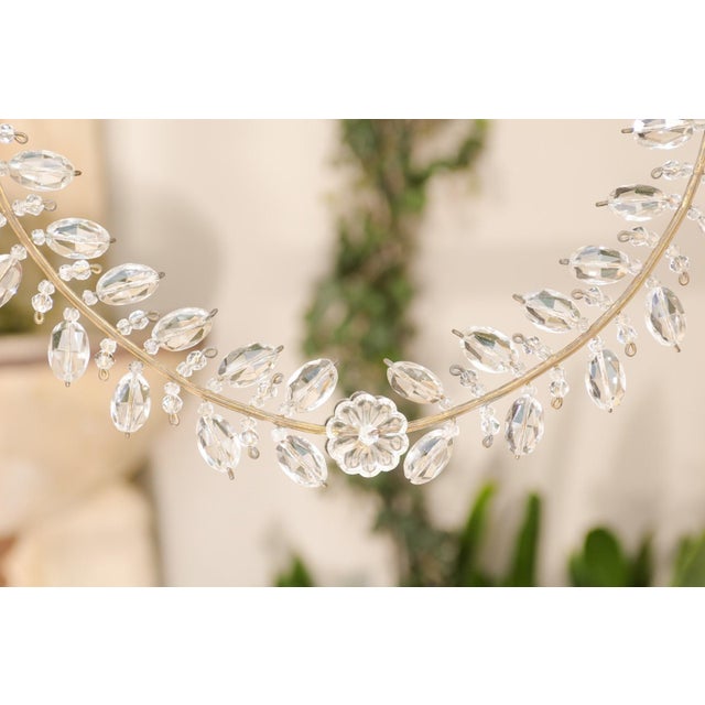 1920s French Crystal Light Fixtures with Campanula, Ribbon and Rosettes - a Pair For Sale - Image 12 of 12