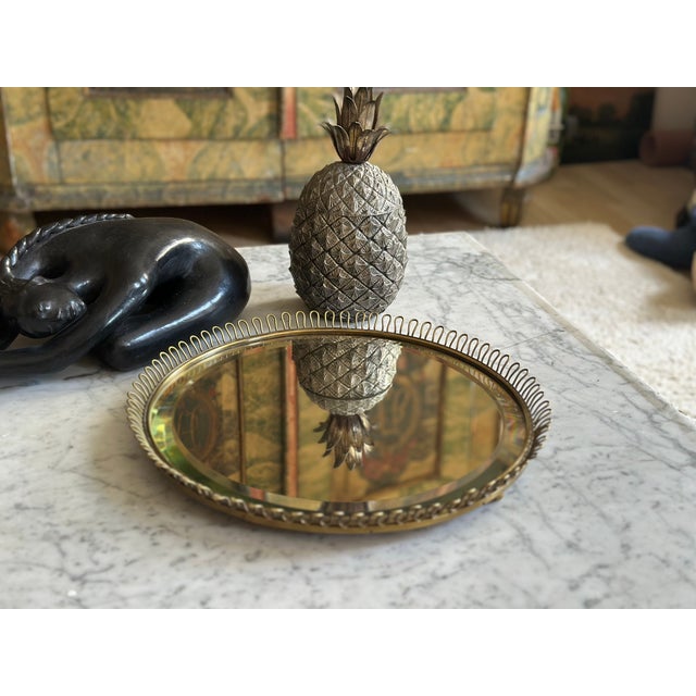 Vintage Brass Mirror with Ball Feet by Josef Frank for Svenskt Tenn, 1950s For Sale - Image 12 of 17