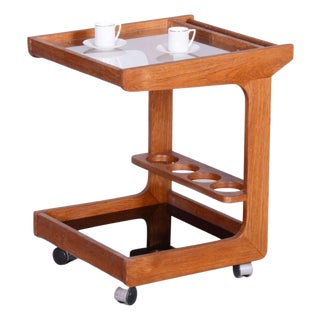 Mid-Century Trolley in Mahogany and Glass, Czechia, 1960s For Sale
