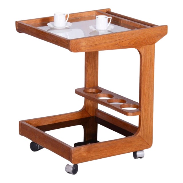 Mid-Century Trolley in Mahogany and Glass, Czechia, 1960s For Sale