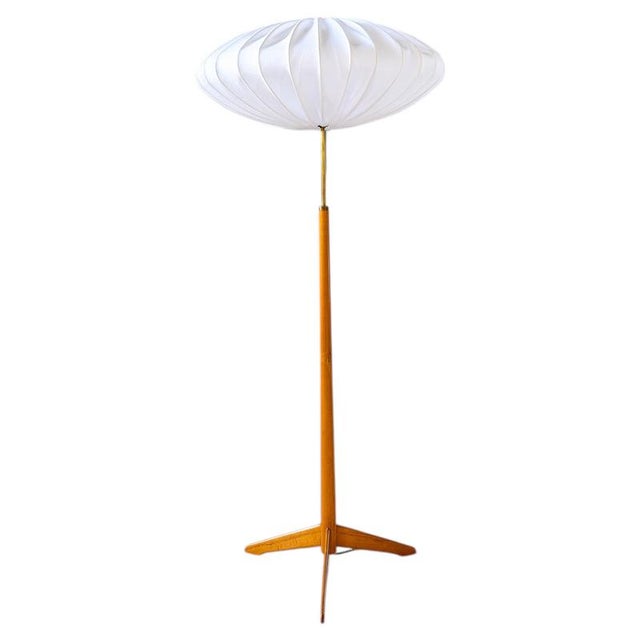 Mid-Century Modern Floor Lamp in Birch Wood and Brass from Bergboms, Sweden, 1960s For Sale - Image 13 of 13