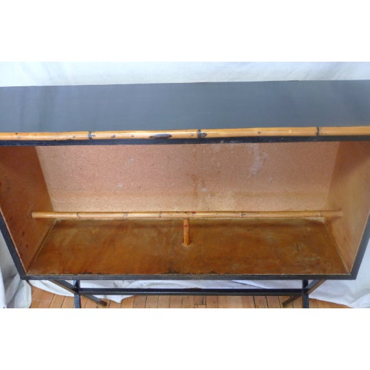 French Portable Tiki Bar Counter With Iron Base, Rattan Frame and