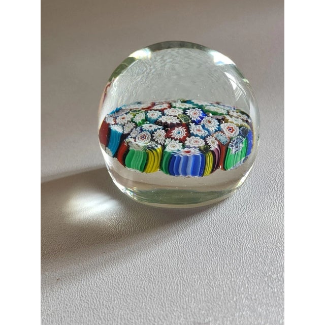 Vintage Millefiore Style Murano Art Glass Paperweight | Chairish