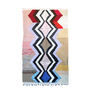 Moroccan Kilim Boucherouite Rug - 4'6" x 7'4" For Sale