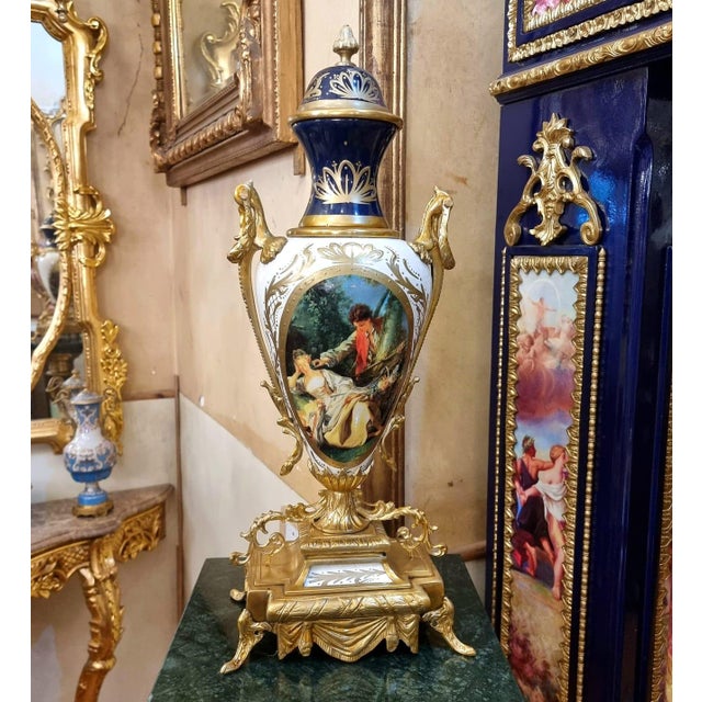Elevate your space with this exquisite pair of French-style porcelain vase, showcasing timeless elegance and master...