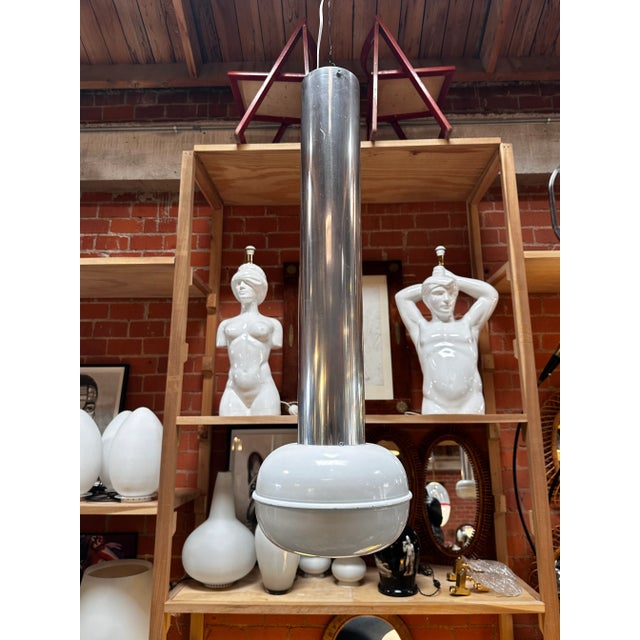 Mid-Century Modern Vintage Italian Chrome Light Pendant 1980s For Sale - Image 3 of 6