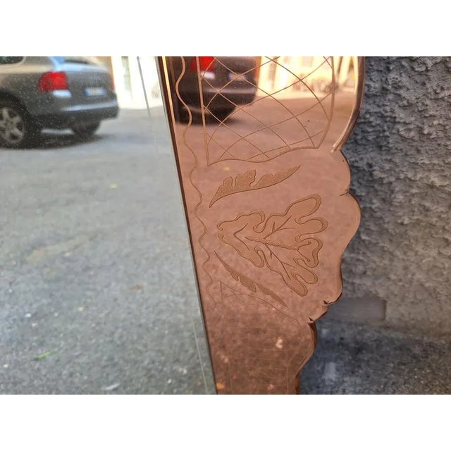 Wood Vintage Mirror in Pink Glass by Gio Ponti, 1950s For Sale - Image 7 of 8