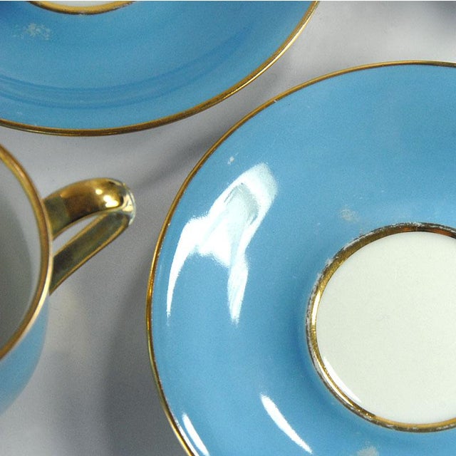 Ceramic Blue & Gold Coffee Cups from Oskar Schaller Bavaria, Germany, 1950s, Set of 4 For Sale - Image 7 of 11