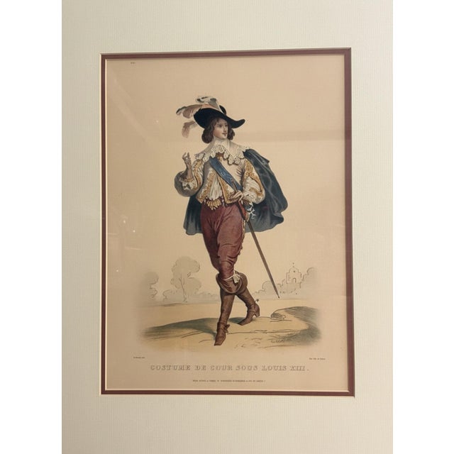 A beautifully coordinated pair of circa 1840 French costume lithographs after celebrated Romantic-era artist Achille...
