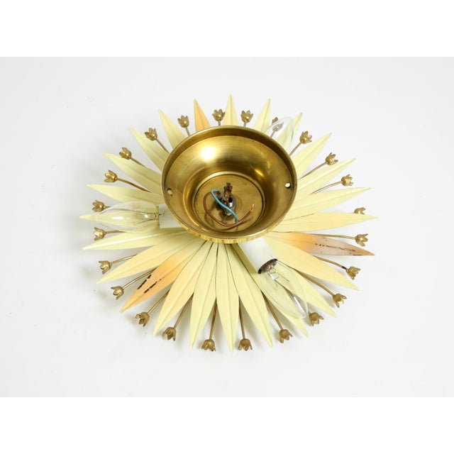 Small Vintage Brass and Metal Sunburst Ceiling Lamp, 1950s For Sale - Image 16 of 18
