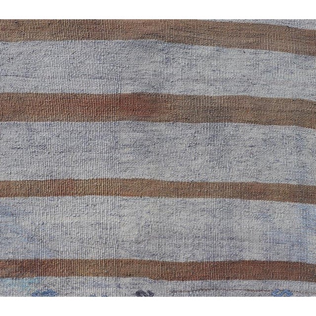 Early 20th Century Turkish Vintage Kilim Runner in Gray and Brown Stripes 2’6 X 8’4 For Sale - Image 5 of 10