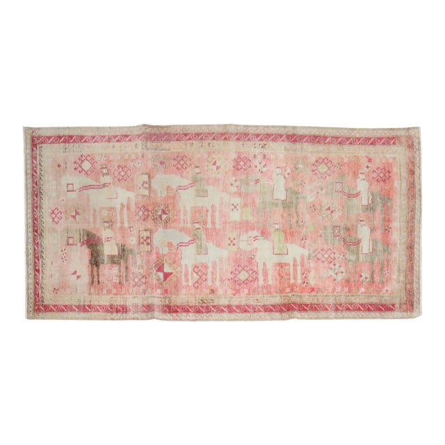Pink Antique Karabagh Caravan Rug - 3'10" x 8'2" For Sale