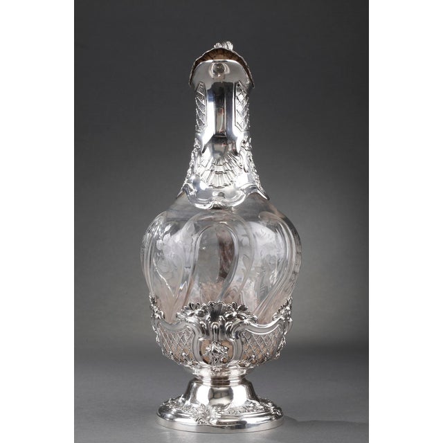 19th Century Silver and Crystal Ewers by Master Silversmith Ernie, 1880, Set of 2 For Sale - Image 4 of 18