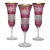Three Antique Bohemian Rose Floral Cut to Clear Crystal Champagne Flutes For Sale