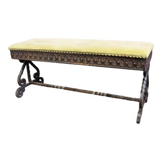 Arts & Craft Iron Lift Seat Bench For Sale