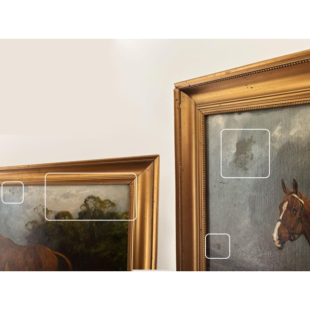 Antique Horse Painting by George Wright "Portrait of ‘Patrick’ a Chestnut Hunter" Oil on Canvas, 1920s For Sale - Image 10 of 13