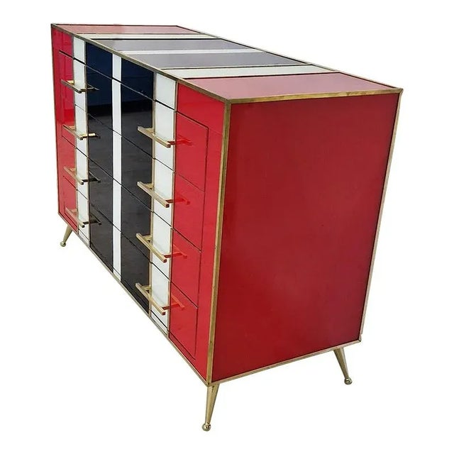 4-Drawer Glass Dresser, 1990s For Sale - Image 4 of 7