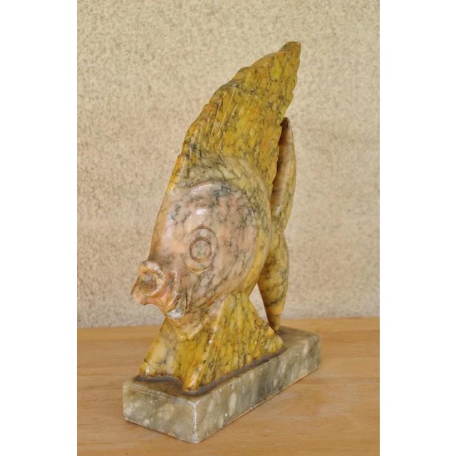 Vintage Italian Yellow/Pink Alabaster Carved Sculpture of a Fish For Sale - Image 4 of 9