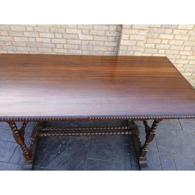 Antique Victorian Walnut Refectory Farmhouse Dining Table For Sale - Image 6 of 7
