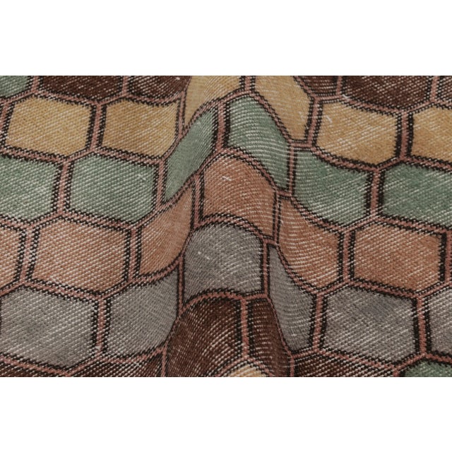 Textile Vintage Distressed Runner Rug, Colorful Diagonal Geometric Design - Rug & Kilim For Sale - Image 7 of 8