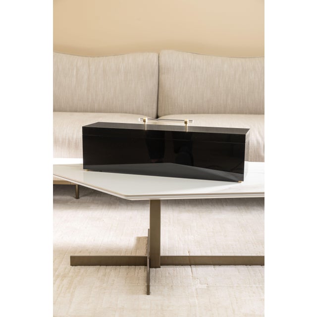 Hollywood Regency Soho Oynx Lucite Box For Sale - Image 3 of 5