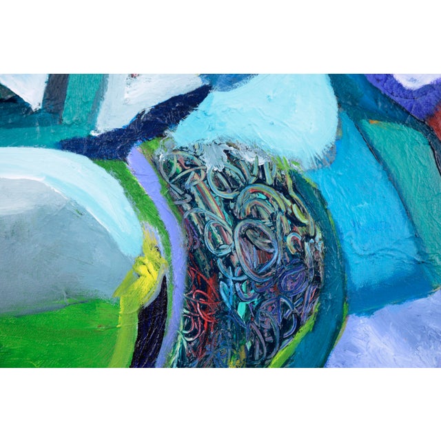 Blue Multicolor Abstract Expressionist With Red, Blue, & Green by Catherine Freethy For Sale - Image 8 of 11
