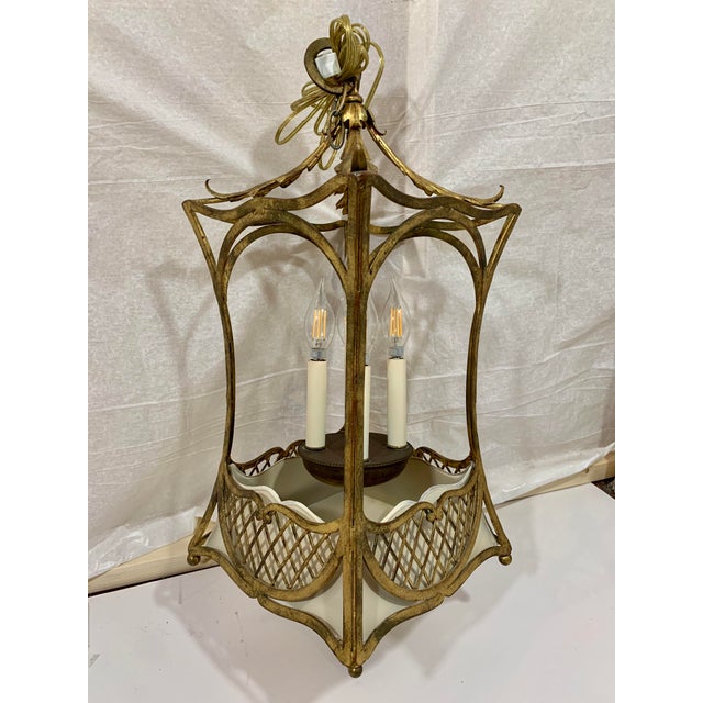 Gold 1920s French Style Basket Lantern For Sale - Image 8 of 8