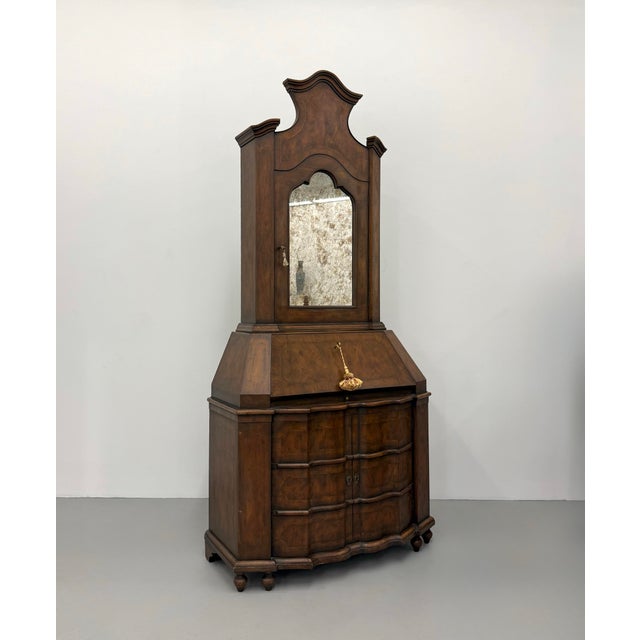 English Vintage Walnut Secretary With Mirror For Sale - Image 3 of 6
