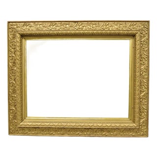 Antique Victorian Gold Gilt Oak Wood Leafy Scroll Deep Picture Frame 32.5 X 26.5 For Sale