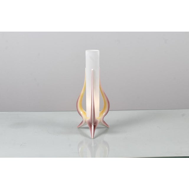 Gold Mid-Century Glazed Ceramic and Glass Table Lamp attrubuted to A. Campi, Italy, 1950s For Sale - Image 8 of 17