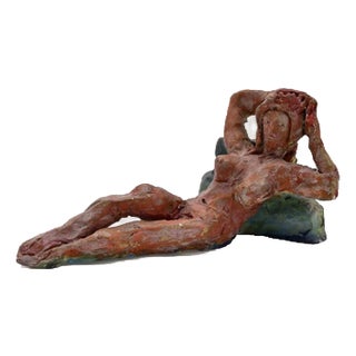Sirio Pellegrini, Reclined Girl Sculpture, 1960s, Terracotta For Sale