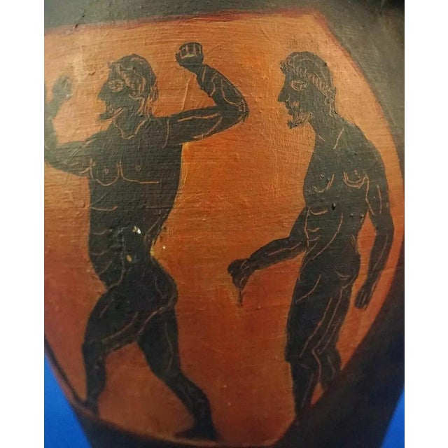 Large Greco-Roman Style Hand-Decorated Ceramic Terracotta 2-Handled Amphora Vase, 1975 For Sale - Image 17 of 18