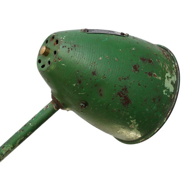 Mid-Century Modern Vintage Industrial Green Metal Machinist Table Clamp Lamp For Sale - Image 3 of 7