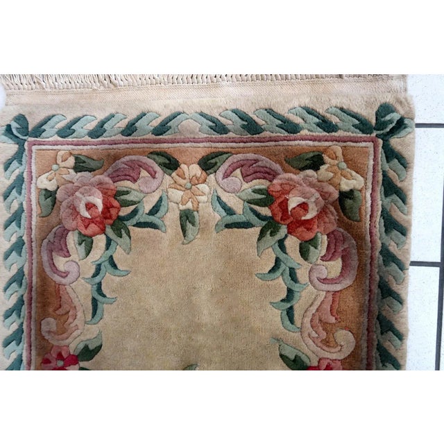 1960s Hand Made Vintage Art Deco Chinese Rug 2' X 4.1' For Sale - Image 10 of 11