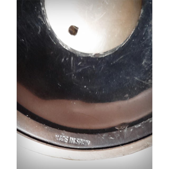 Magnificent Brutalist chalice in textured aluminum, partially patinated and then varnished. Stamped "made in Spain" on the...