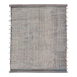 Modern Afghanistan Rug in Neutral Tones With Subdued Design With Pops of Color For Sale