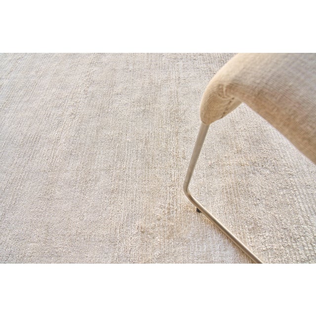2020s Exquisite Rugs Soft Lines Handmade Bamboo Silk & Banana Silk Light Beige Rug-10'X14' For Sale - Image 5 of 7