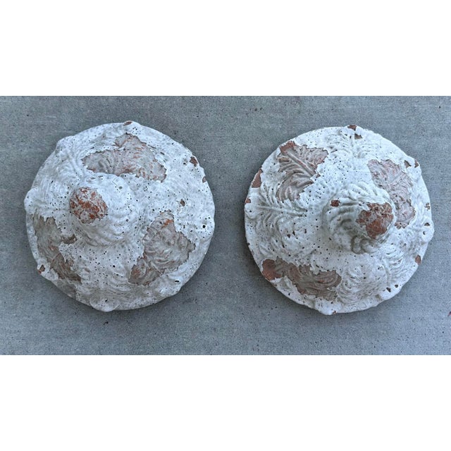 Ceramic Pair of 19th Century French Terracotta White Urns For Sale - Image 7 of 12