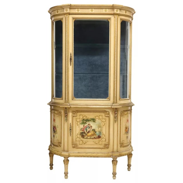 Italian E 1900s Antique, Italian, Venetian, Paint-Decorated, Glazed, Vitrine Cabinet For Sale - Image 3 of 7