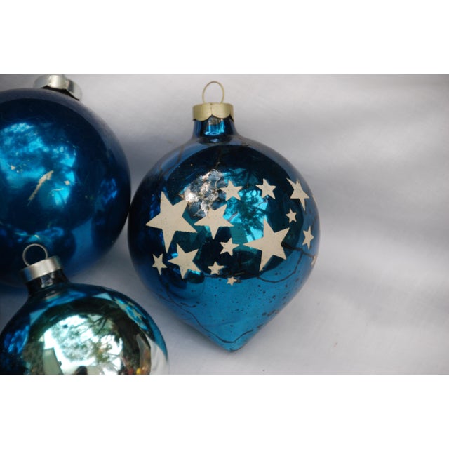 Vintage Blue Glass Ornaments Set of 10 Chairish