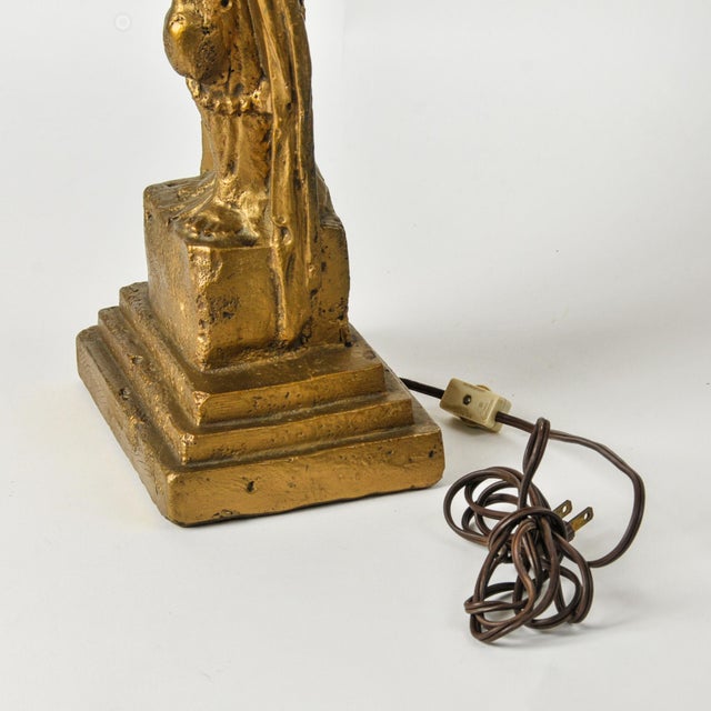 Westwood Lamps Vintage Statement Table Lamp Featuring Gold Guan Yin Figure and Capiz Shell Globe Shade For Sale - Image 4 of 17