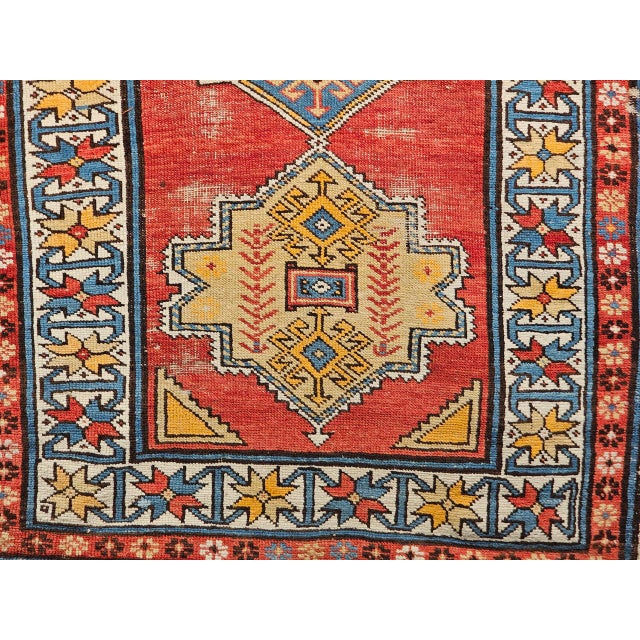 Vintage Handwoven Caucasian Kazak Rug, Geometric Pattern, Red & Ivory, 4' x 7' For Sale - Image 16 of 18