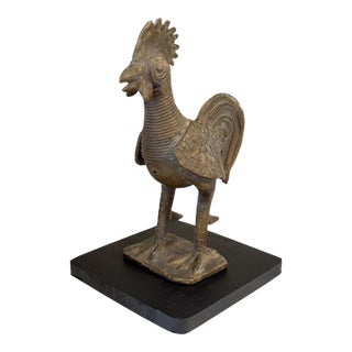 Vintage African Ashanti/Akan Bronze Sculpture of a Bird/ Rooster I Coast 6.25" H W/Stand For Sale