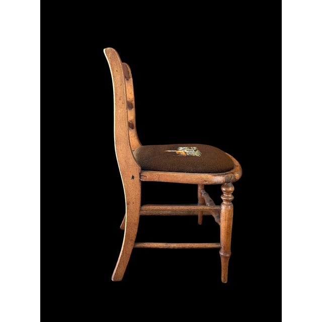 American Early 1900s Antique Child’s Needlepoint Chair For Sale - Image 3 of 9