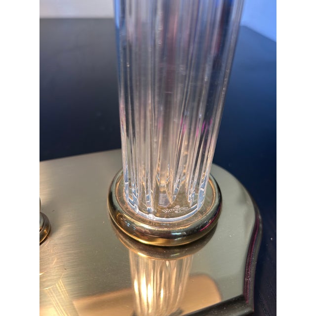 Late 20th Century Waterford Crystal "Parkmore" Twin Column Lamp With Linen Shade For Sale - Image 9 of 9